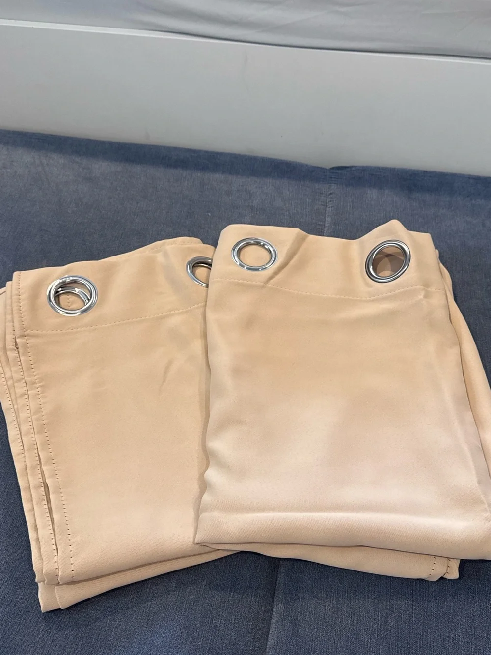 Neutral Beige Grommet Curtains - Set of 4